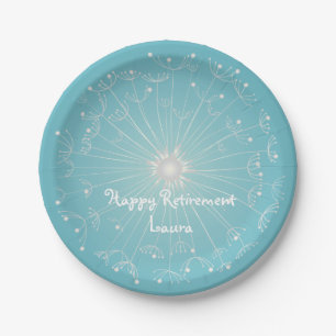 Modern, Teal Retirement Party Plates