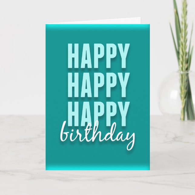 Modern Teal Satin Happy Birthday Card (Front)