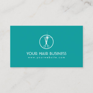 Modern Teal Scissor Icon Hair Salon Business Card