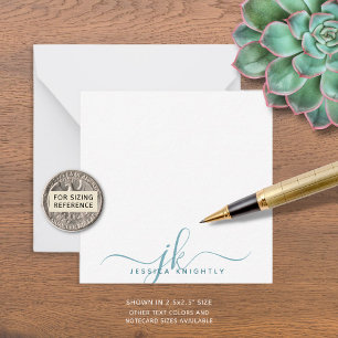 Modern Teal Script Monogram Minimalist Card