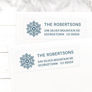 Modern Teal Snowflake Christmas Return Address Label