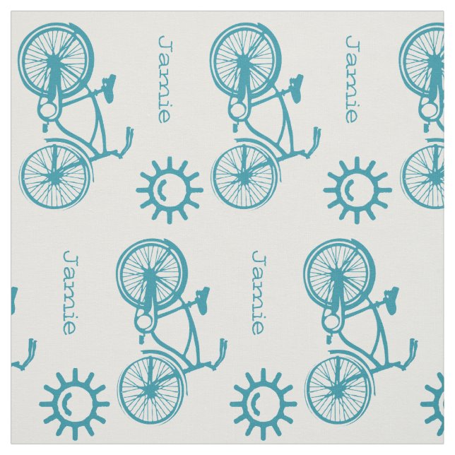 Modern Teal Sunshine Bicycle Personalised Fabric (Swatch)