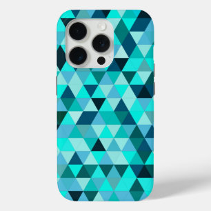 Modern Teal Triangles Pattern iPhone 15 Pro Case