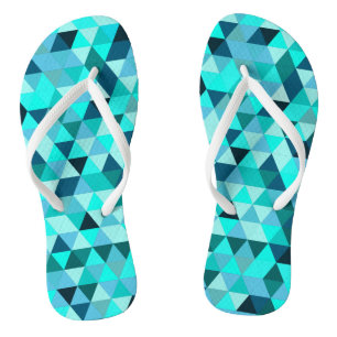 Modern Teal Triangles Pattern Thongs
