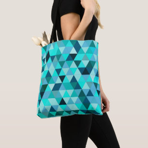 Modern Teal Triangles Pattern Tote Bag