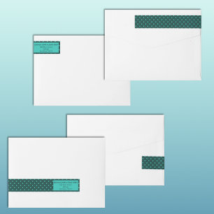 Modern Teal Turquoise Polka Dots Geometric Pattern Wrap Around Label