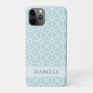 Modern Teal Turquoise White Patten Personalised iPhone 11 Pro Case