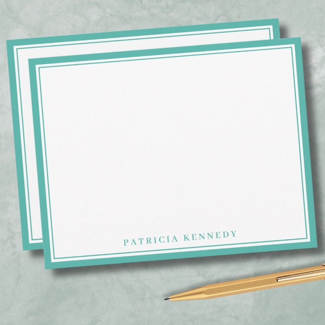 Modern Teal Two Border Name Personalised Card (Creator Uploaded)