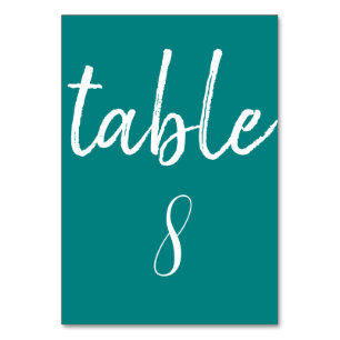 Modern Teal Typography Minimal Wedding Table Number
