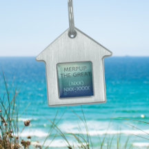 Modern Teal Watercolor Ocean Silver Pet ID tag