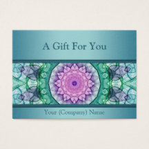 Modern teal waterlily mandala gift certificate