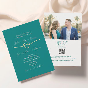 Modern Teal Wedding QR Code Invitation