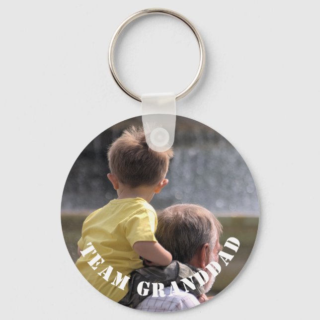 Modern Team Granddad Custom Photo Key Ring (Front)