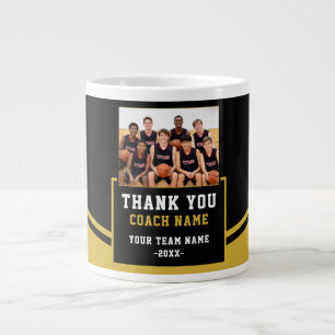 Modern Team Name Photo Coach Thank you Large Coffee Mug