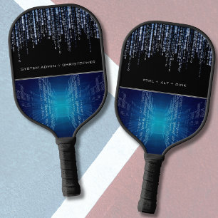 Modern Tech Binary Code Personalised Sports Pickleball Paddle