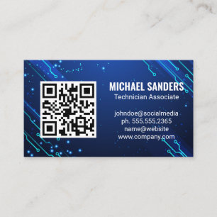 Modern Tech   Blue Computer Nodes Business Card