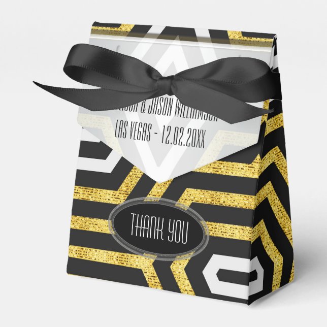 Modern Tech Gold Glamour Design Party Favour Box (Front Side)