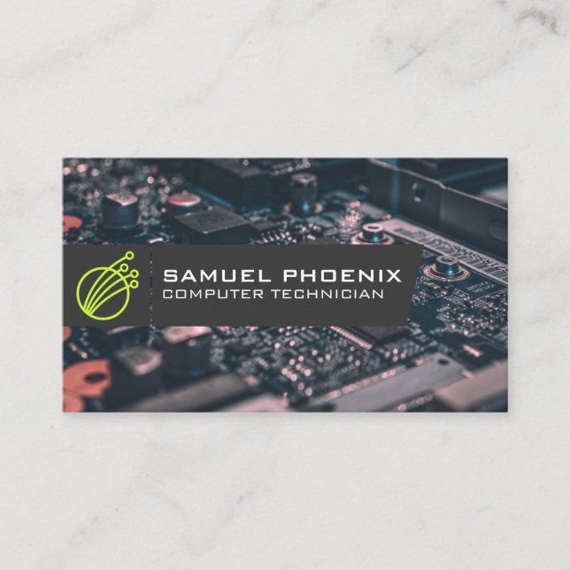Modern Tech Icon  | Technology Computer Parts Business Card (Front)