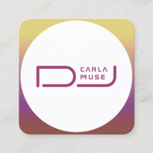 Modern tech inspired round style square business card