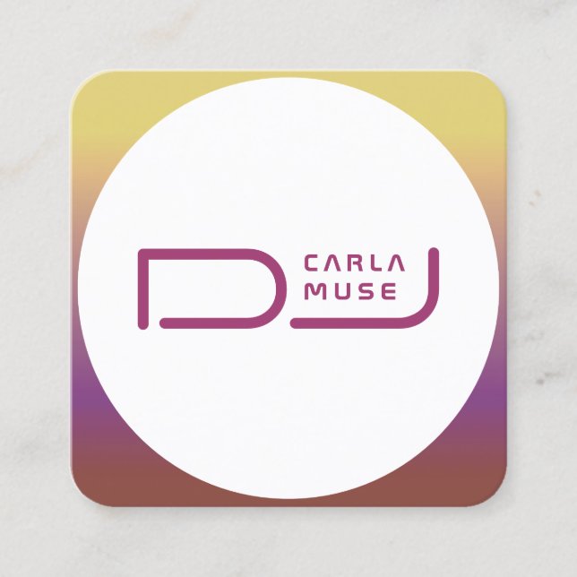 Modern tech inspired round style square business card (Front)