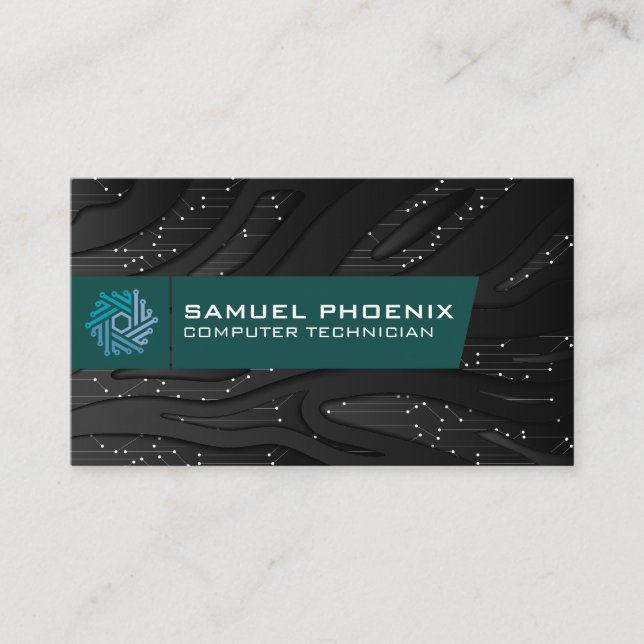 Modern Tech Logo | Technology Background Business Card (Front)