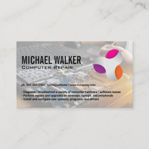 Modern Tech Logo   Worker Soldering Electronics  Business Card
