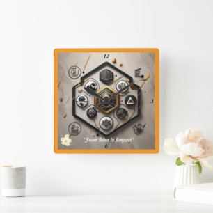 "Modern Technological Wonders" Square Wall Clock