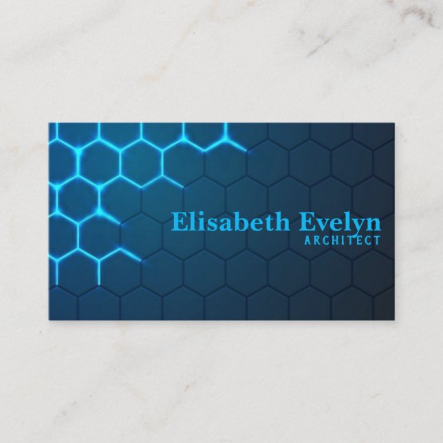 Modern technology background with hexagonal business card (Front)