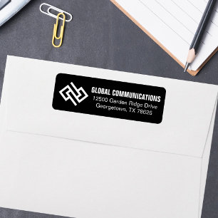 Modern Technology Company Black Return Address Label