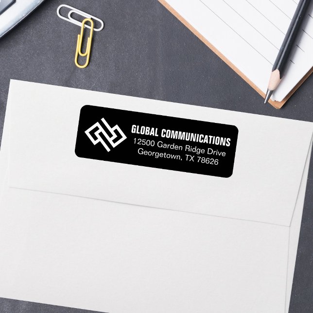 Modern Technology Company Black Return Address Label (Creator Uploaded)
