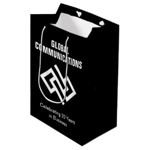 Modern Technology Company Black White Marketing Medium Gift Bag