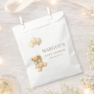 Modern Teddy Bear Balloons Baby Shower Thank You Favour Bag