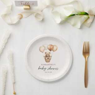 Modern Teddy Bear Gender Neutral Baby Shower Paper Plate