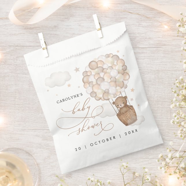 Modern Teddy Bear Hot Air Balloon Baby Shower Favour Bag (Clipped)