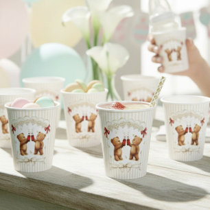 modern Teddy Bear Pop Baby Shower Paper Cups