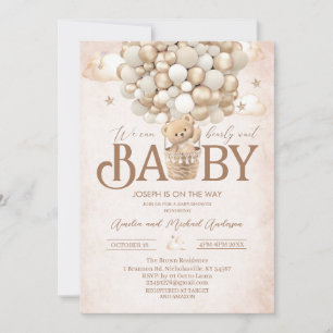 Modern teddy bear watercolor baby showerInvitation Invitation