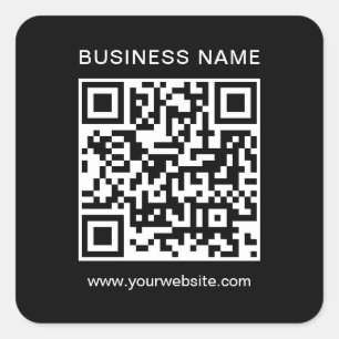 Modern Template Custom Business QR Code Black Square Sticker