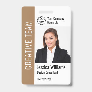 Modern Template Employee Photo Logo Name Brown, ID Badge