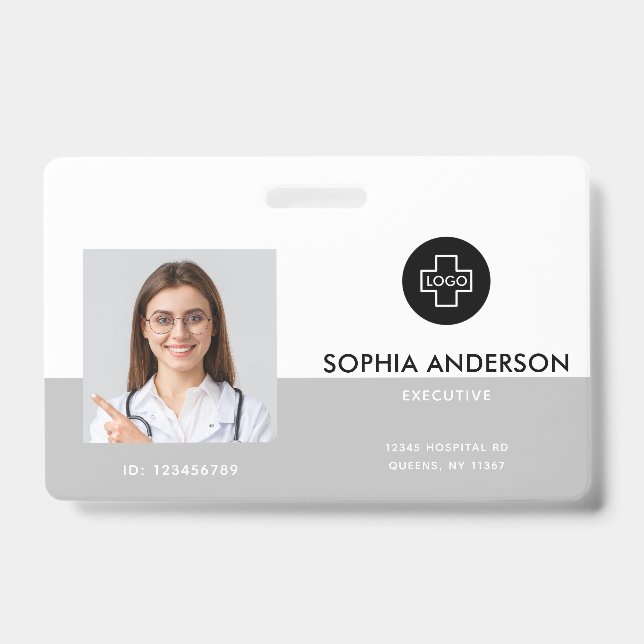 Modern Template Employee Photo Logo Name Nurse ID  Badge (Front)
