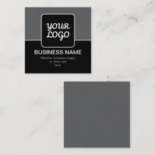 Modern Template for Your Logo Black Grey & White Square Business Card
