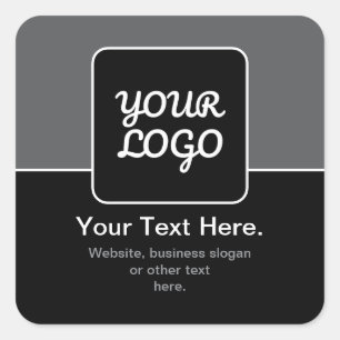 Modern Template for Your Logo Black Grey & White Square Sticker
