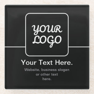 Modern Template for Your Logo   Black & White Glass Coaster