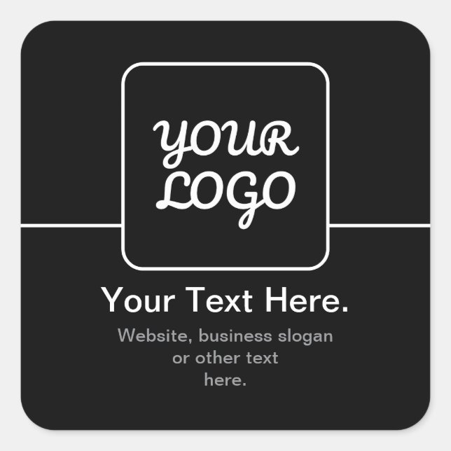 Modern Template for Your Logo | Black & White Square Sticker (Front)