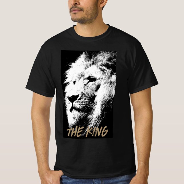 Modern Template Mens Black T Shirts Lion Face (Front)