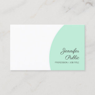 Modern Template Mint Green White Handwriting Name Business Card