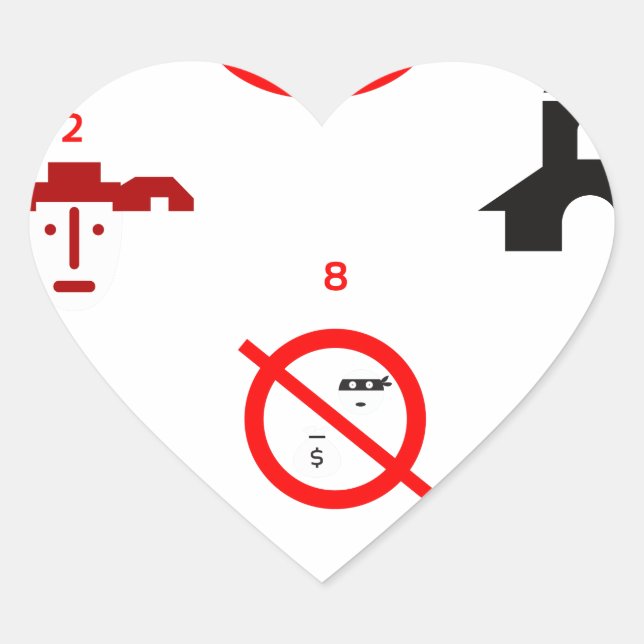 modern ten commandments heart sticker (Front)