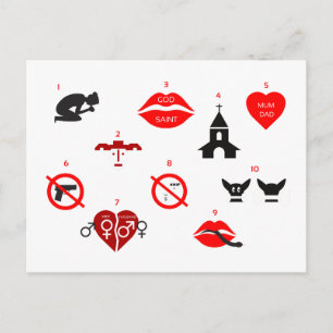modern ten commandments postcard