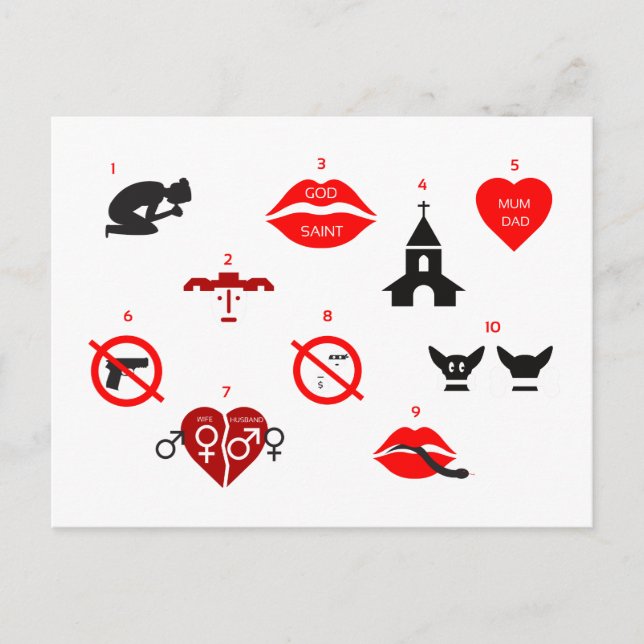 modern ten commandments postcard (Front)