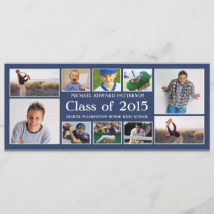 Modern Ten Photo Collage Graduation Announcment Invitation
