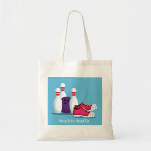 Modern ten pin bowling fun sport tote bag